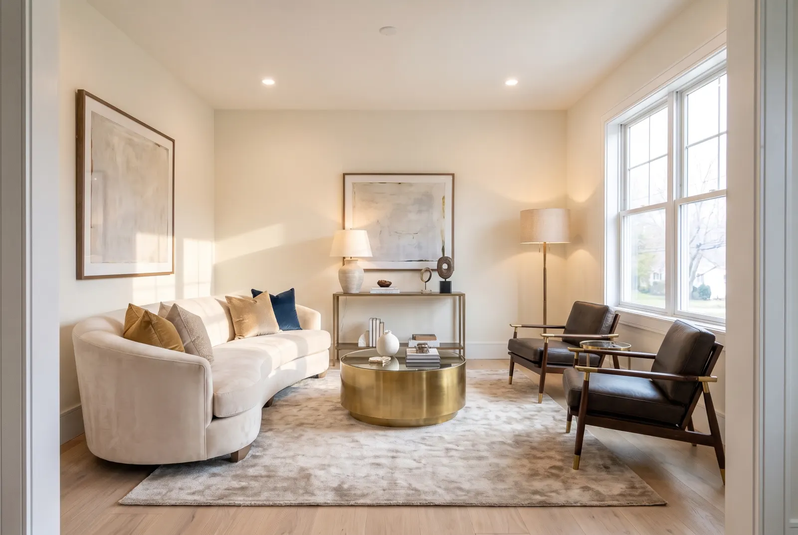 The same living room virtually staged in luxury style